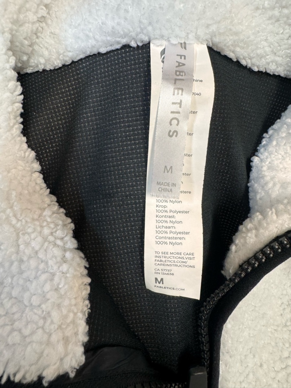 Fabletics Larissa Sherpa Fleece Jacket Zip Up Teddy Cozy White Medium - Picture 5 of 5